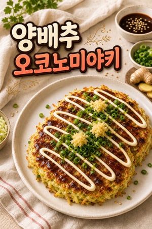 양배추와 생강을 곁들인 고소한 일본식 야채전 레시피