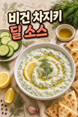 신선한 딜의 풍미가 가득한 상큼하고 부드러운 비건 차지키 소스 레시피