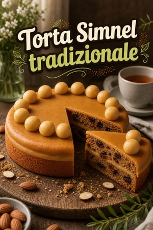Torta Simnel tradizionale e classica al marzapane per Pasqua