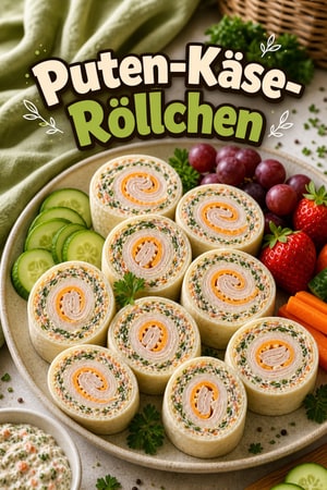 Mini-Puten-Käse-Röllchen mit verstecktem Gemüse-Aufstrich
