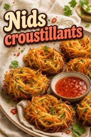 Nids de légumes croustillants et leur sauce chili douce
