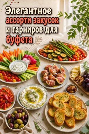 Элегантное ассорти закусок и гарниров для буфета