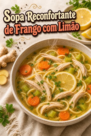 Sopa Reconfortante de Frango com Limão e Gengibre Caseira