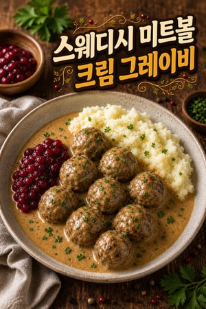 정통 스웨디시 미트볼과 부드러운 크림 그레이비 소스 레시피