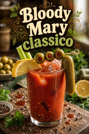 Bloody Mary classico con mix fatto in casa e guarnizione