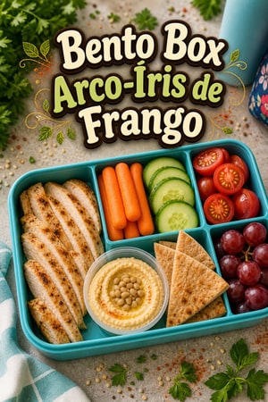 Bento Box Arco-Íris de Frango e Húmus para a Escola