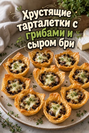 Хрустящие тарталетки с грибами и сыром бри