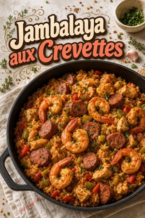 Jambalaya Cajun Authentique aux Crevettes et à l'Andouille