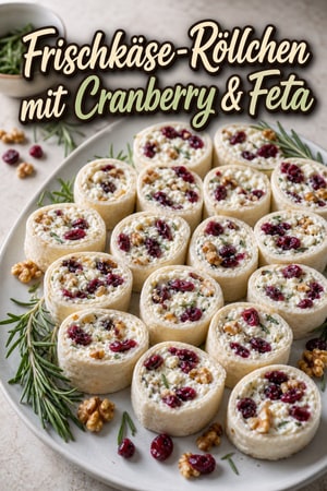 Preiselbeeren-Feta-Frischkäse-Pinwheels