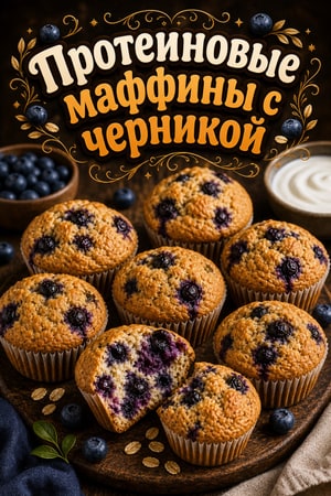 Протеиновые маффины с черникой и греческим йогуртом