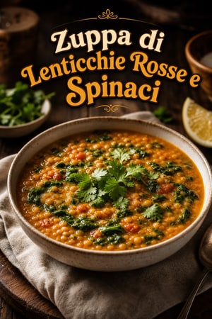 Zuppa di Lenticchie Rosse e Spinaci con Spezie Indiane