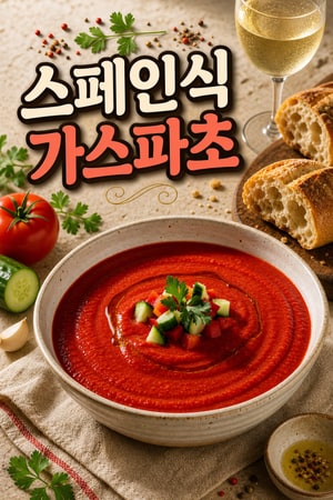 스페인 정통 가스파초: 신선한 허브를 곁들인 시원한 여름 토마토 수프