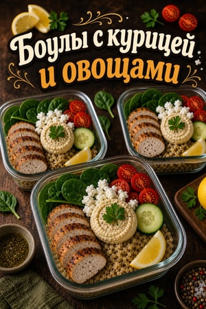 Боулы с курицей и овощами на обед на семью