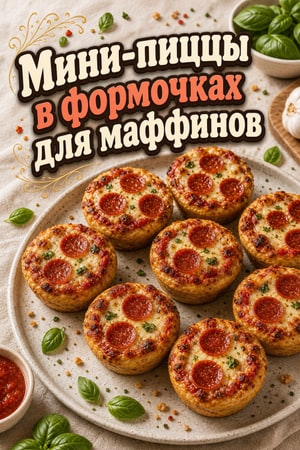 Мини-пиццы в формочках для маффинов с чесночной корочкой