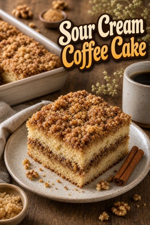 Classic Sour Cream Coffee Cake with Cinnamon Streusel