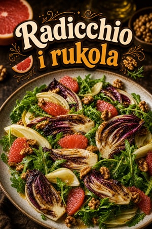 Pieczona radicchio i rukola z cytrusowym winegretem