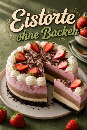 Eiskuchentorte ohne Backen mit Schokoladenkeksboden
