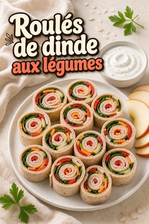 Mini roulés de dinde et légumes, sauce yaourt ranch