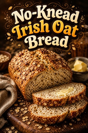 Easy No-Knead Irish Porridge Bread with Rolled Oats