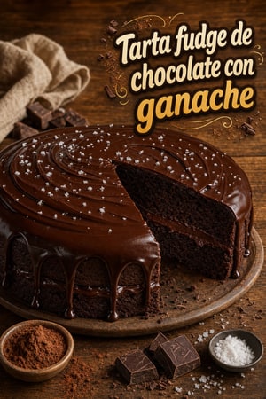 Pastel fudge de chocolate con ganache oscuro y sal