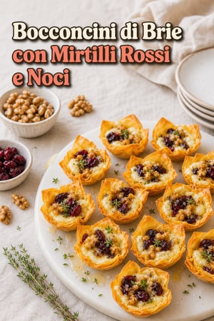 Bocconcini di Brie con Mirtilli Rossi, Noci e Miele