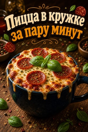 Микроволновая пицца в кружке — быстрый и сырный рецепт
