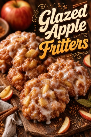 Homemade Glazed Apple Fritters with Cinnamon and Spice