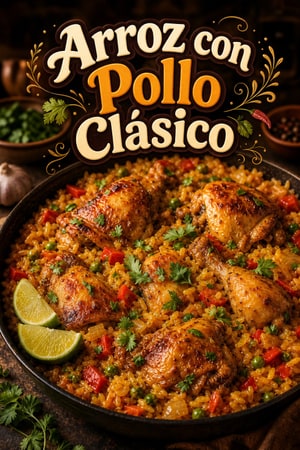 Arroz con pollo clásico: pollo y arroz en una olla