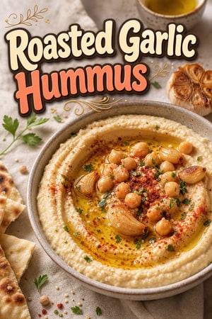 Smooth Roasted Garlic Hummus with Olive Oil