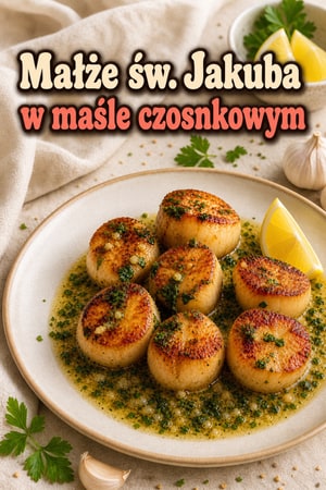 Smażone małże św. Jakuba z masłem czosnkowo-ziołowym