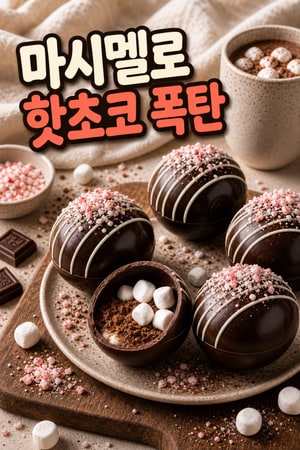집에서 만드는 마시멜로 서프라이즈 핫초코 폭탄 — 고급스럽고 포근한 겨울철 선물용 디저트 레시피