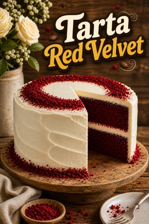 Tarta Red Velvet Clásica con Cobertura de Crema de Queso