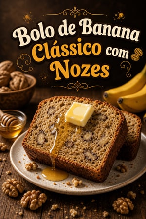 Bolo de Banana Clássico com Nozes