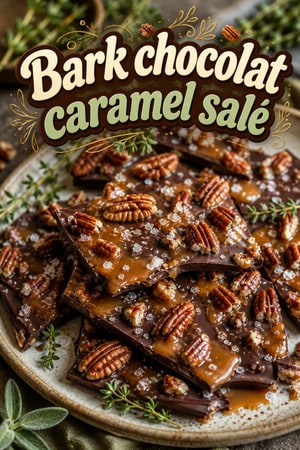 Bark chocolat-caramel beurre noisette salé avec noix de pécan