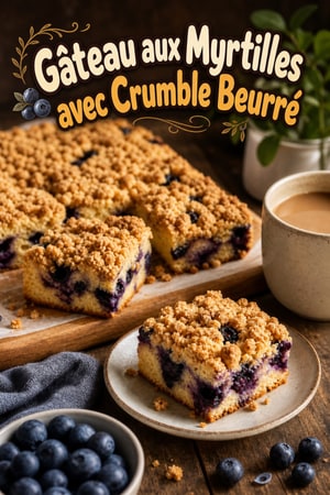 Gâteau aux Myrtilles avec Crumble Beurré