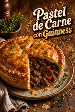 Pastel de Carne Clásico con Guinness y Hojaldre Crujiente