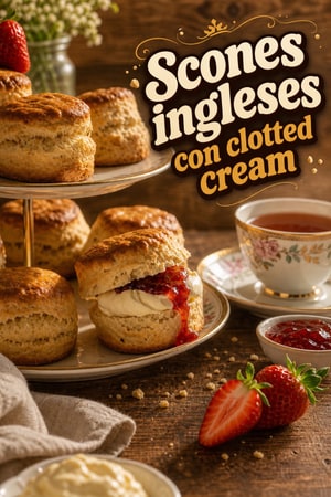 Scones Británicos Clásicos con Clotted Cream y Mermelada