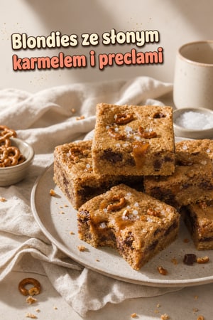 Blondies ze słonym karmelem i preclami