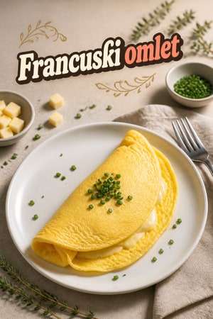 Klasyczny omlet francuski z ziołami i serem Gruyère