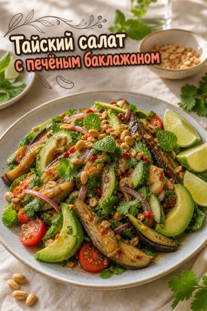 Тайский овощной салат с дымным баклажаном