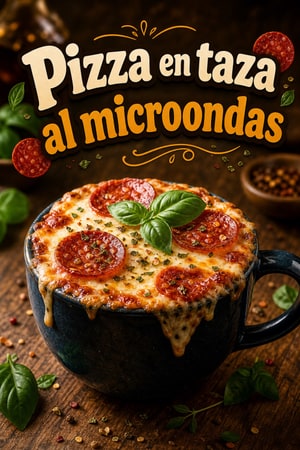 Pizza en taza al microondas: pizza individual rápida