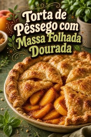 Torta de Pêssego com Massa Folhada Dourada e Crocante