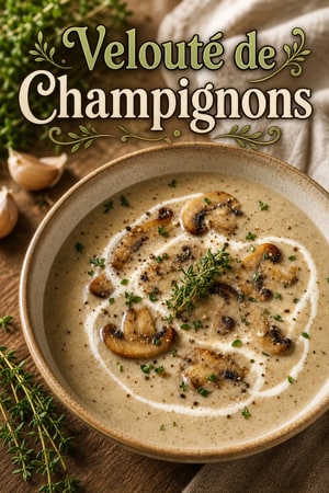Soupe à la Crème de Champignons au Thym et à l'Ail