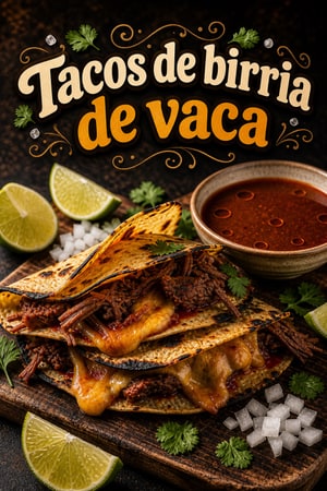 Tacos de Birria de Vaca Fumada com Consomé para Hoje