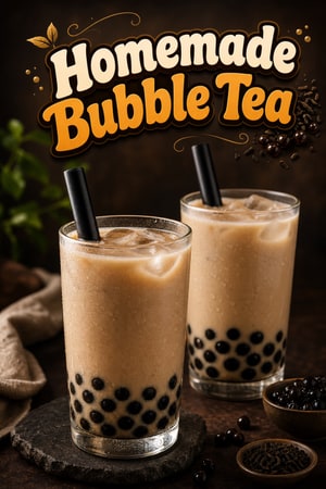Homemade Bubble Tea with Tapioca Pearls