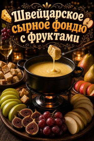 Элегантное швейцарское сырное фондю со свежими фруктами