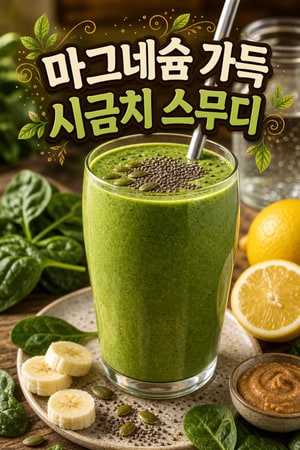 편두통 완화에 도움되는 마그네슘 가득한 시금치 그린 스무디 — 아침에 마시기 좋은 간편 레시피