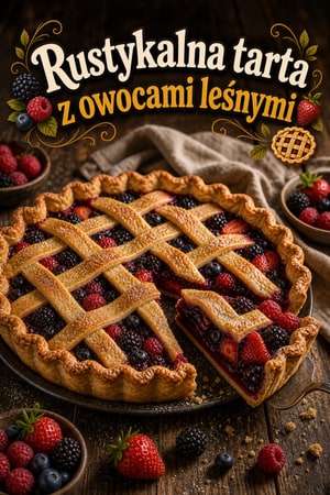 Rustykalna tarta z mieszanymi jagodami i skórką cytryny