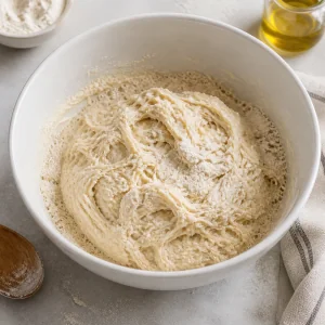 Impasto rustico di lievito madre mescolato senza farina asciutta
