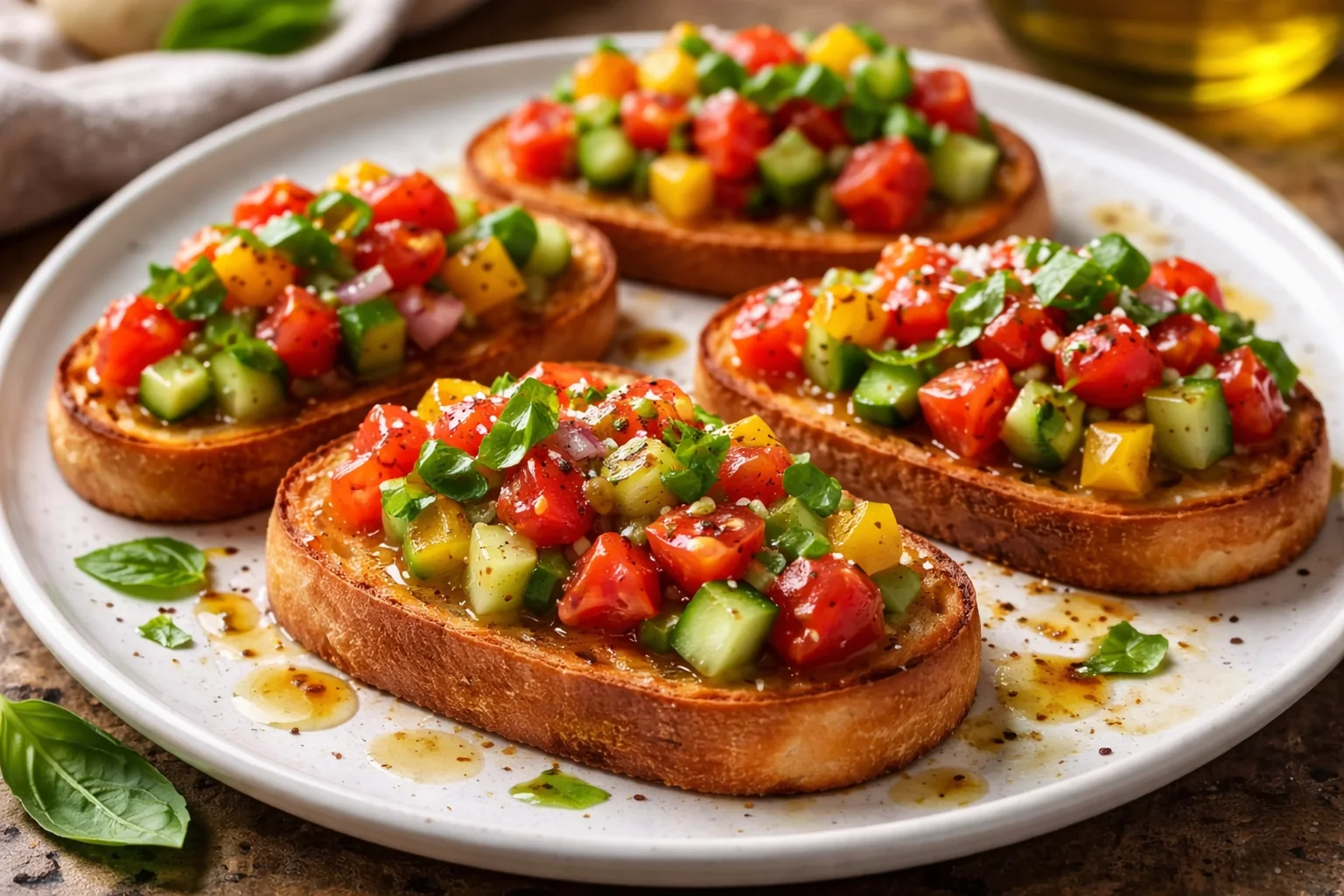 Bruschetta de Legumes à Moda Italiana, Aperitivo Fresco e Colorido